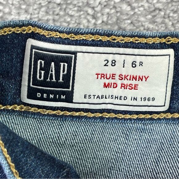 GAP Jeans Women's 28 Blue Cropped Skinny Mid-Rise Dark Denim Stretch Pockets - Picture 5 of 11